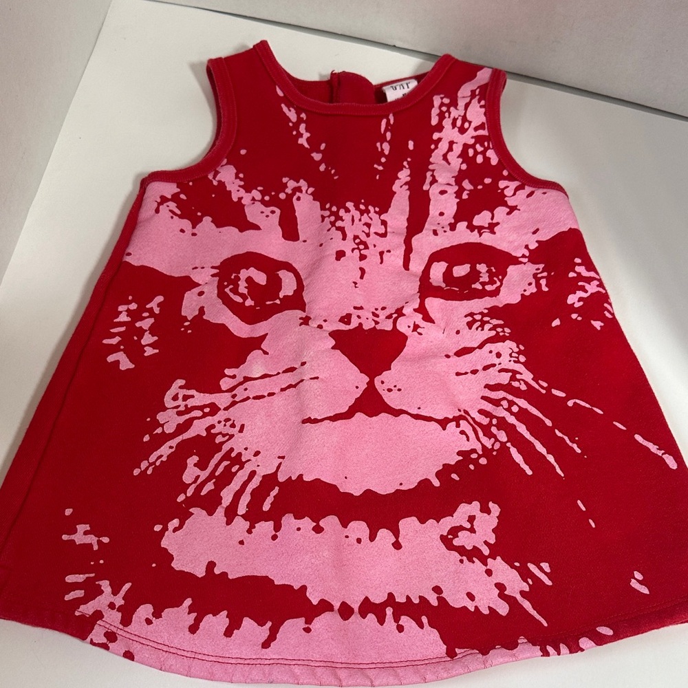 Gap red and pink cat face dress size XL 18-24 months